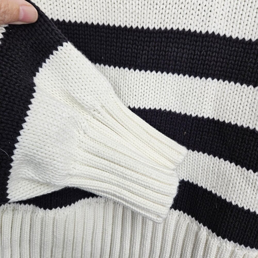 Pistola Sweater Womens XL Midnight Cream Stripe Collared Knit Pullover Academia - Picture 5 of 10